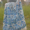 White on blue Butta n Temple border work Pure Resham silk Soft Jamdani saree