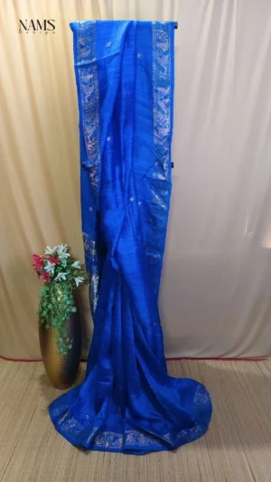 Sky Blue Matka Silk Baluchuri Motka Saree – Exquisite Handcrafted Elegance