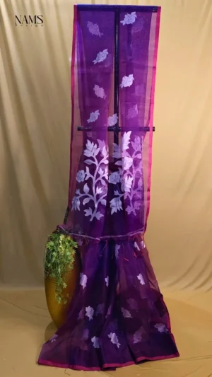 Exquisite Purple Reshom Jamdani Saree – Elegant & Unique