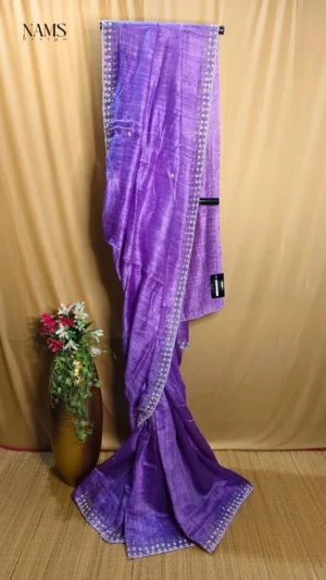 Lavender Matka Silk Cutdana Saree - Elegant Handcrafted Beauty