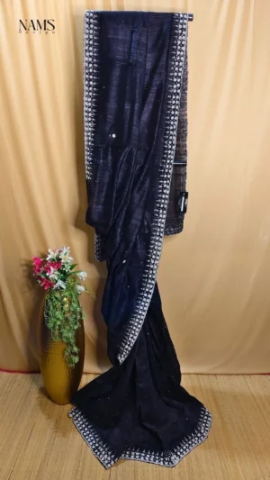 Black Matka Silk Cutdana Saree – Exquisite Handcrafted Elegance