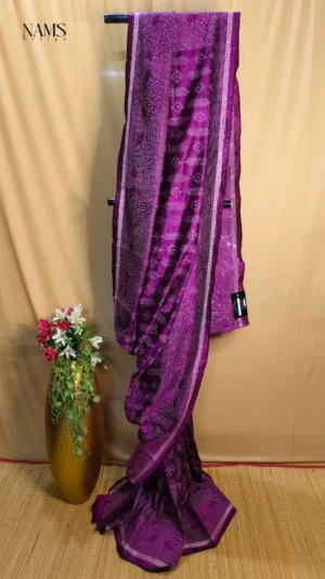 Exquisite Purple Bangalore Silk Nakshi Kantha Saree – Elegant