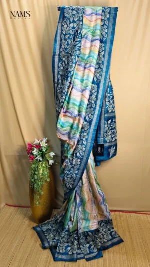 Exquisite Sky Blue Tussar Kantha Saree - Elegant & Unique