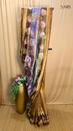 Exquisite Violet Tussar Kantha Saree – Elegant & Unique