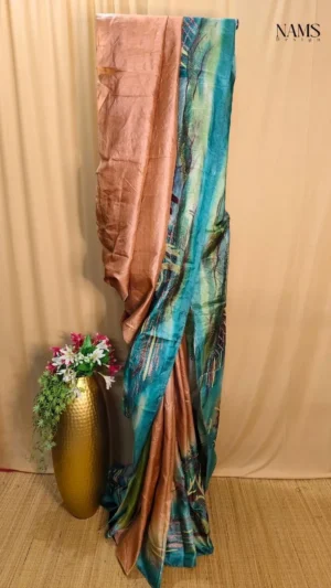 Peach Tussar Kantha Saree – Exquisite Elegant Handloom Masterpiece
