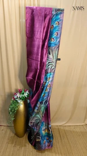 Magenta Tussar Kantha Saree - Exquisite Handwoven Elegance