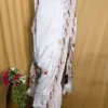 Off White Bangalore Silk Floral Saree - Nams Design Exclusive