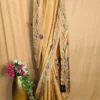 Exquisite Beige Bangalore Silk Floral Saree – Pujo Special