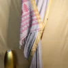 Elegant Grey Cotton Saree with Yellow Woven Border