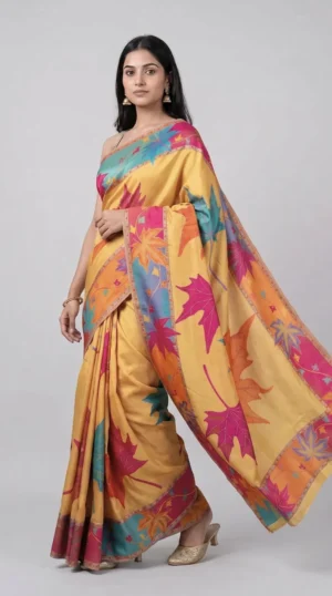 Radiant Yellow Pashmina Kani Silk Saree