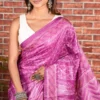 Vibrant Pink Tussar Silk Saree