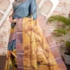 Zari Checkered Pure Tussar Silk Saree