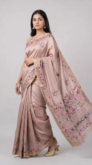 Exquisite Mauve Bangalore Silk Floral Saree – Elegant & Unique