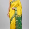 Golden Yellow Maheswari Zari Saree – Elegant Handloom Beauty