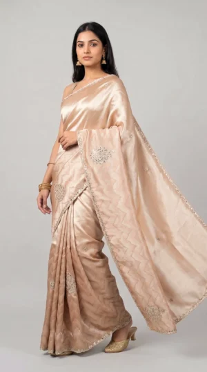 Soft Brown Contemporary Saree with Designer Stone Work | 2025 Festive Collection