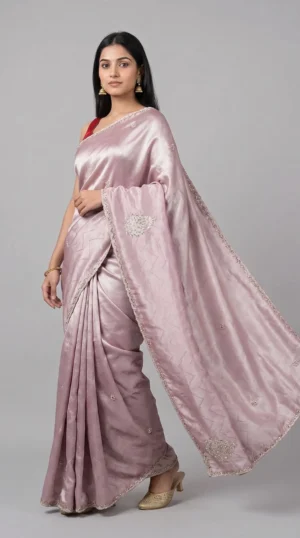 Pastel Pink Contemporary Saree with Designer Stone Work | 2025 Festive Collection