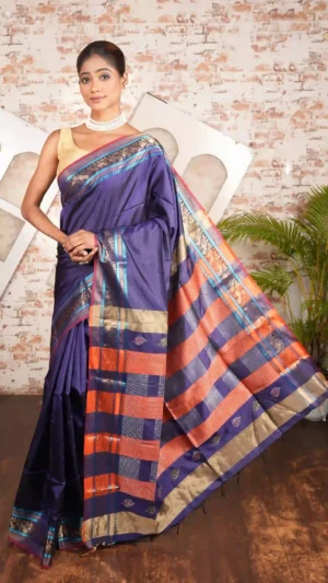 Purple Pure Katan Silk Saree