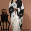 Black and White Designer Organza Saree with Butterfly Stone Work | 2025 Winter Festive