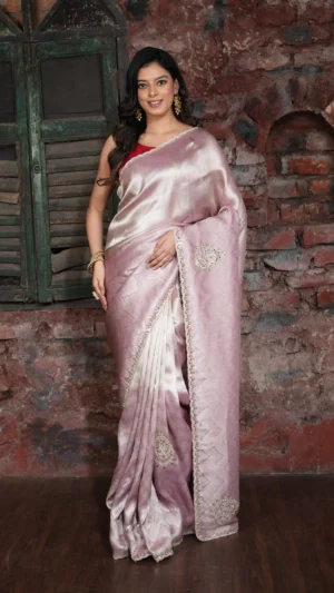 Pastel Pink Contemporary Saree with Designer Stone Work | 2025 Festive Collection
