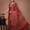 Maroon Silk Saree with Ajrakh Motifs and Mirror Work | 2025 Winter Festuve