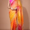Sunset Orange Contemporary Designer Saree with Bandhej & Stone Work | 2025 Festive Collection
