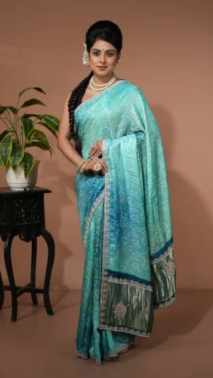 Ombre Pink Contemporary Designer Saree with Stone Work | 2025 Festive Collection