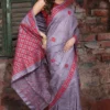 Deep Lilac Pure Tussar Silk Saree with Bold Red Gujarati Mirror Work | 2025