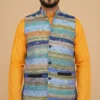 Serene Blue Textured Pure Cotton Jawahar Coat | Ethnic Essentials 2026