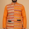 Orange Sunset Textured Pure Cotton Jawahar Coat | Ethnic Essentials 2026