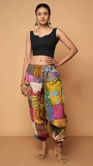 Beautiful Handmade Patchwork Kantha Embroidery Cotton Harem Pant | Sustainable Ethnics 2026