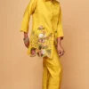 Cheerful Yellow Kurta Set with Magenta Accents and Shirt-Style Collar | Ethnic Essentials 2026