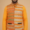 Rustic Orange Textured Pure Cotton Jawahar Coat | Ethnic Essentials 2026
