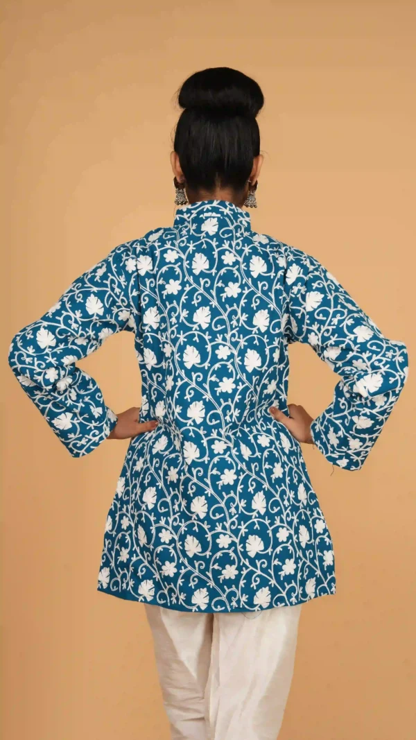 Deep Turquoise Kashmiri Aari Embroidered - BKP03244_result_compressed