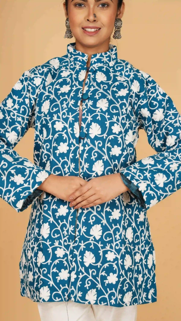 Deep Turquoise Kashmiri Aari Embroidered - BKP03246_result_compressed