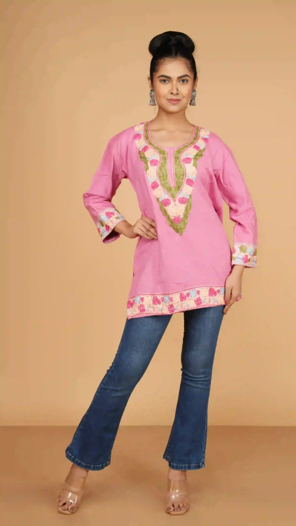 Peach Kashmiri Phiran Top,top - BKP03265_result