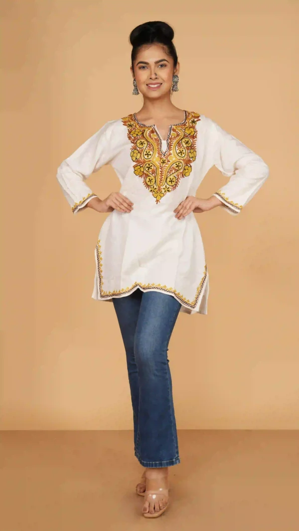 White Kashmiri Phiran Top,top - BKP03281_result