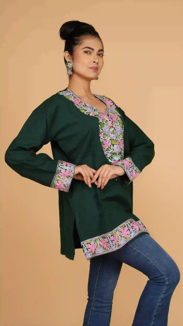 Deep Green Kashmiri Phiran Top,top - BKP03323_result