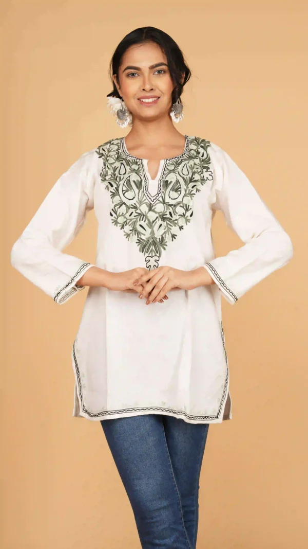 Ethereal White Kashmiri Phiran Top,top - BKP03427_result