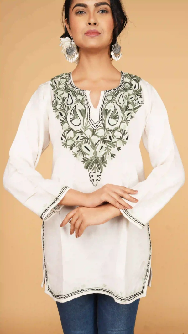 Ethereal White Kashmiri Phiran Top,top - BKP03429_result