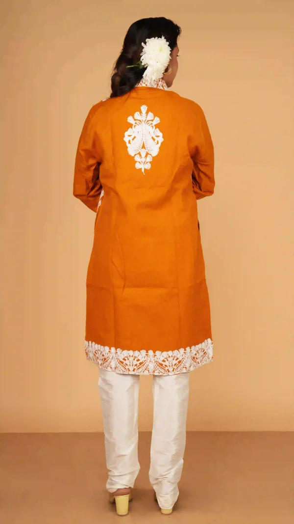 Rustic Orange Pure Woolen Long Jacket - BKP03436_result