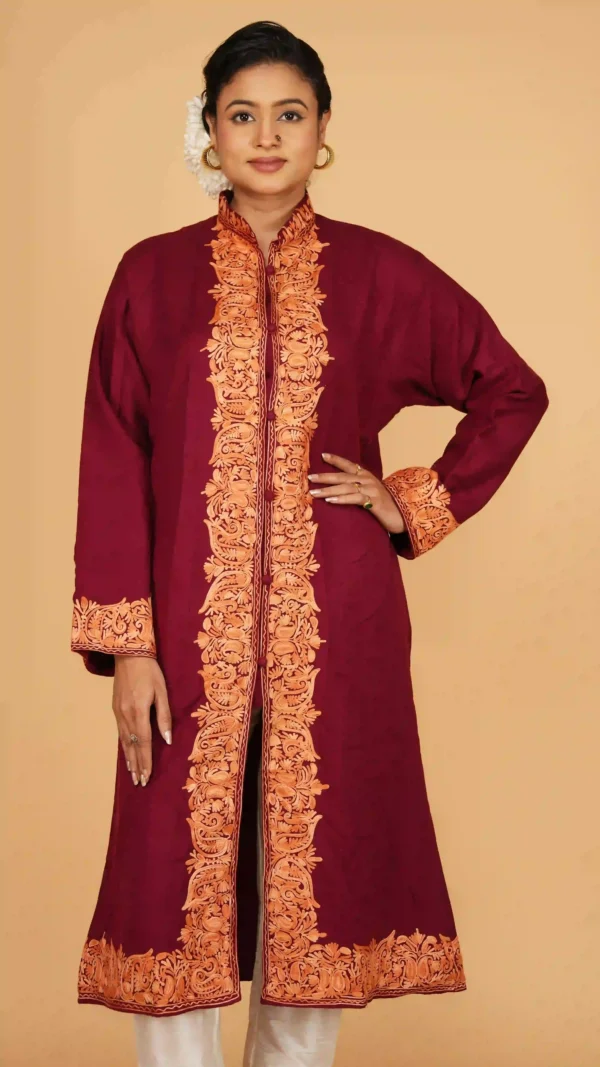 Deep Maroon Pure Woolen Long Jacket - BKP03457_result_compressed