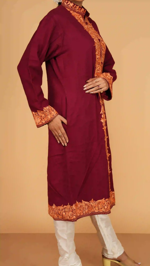 Deep Maroon Pure Woolen Long Jacket - BKP03460_result