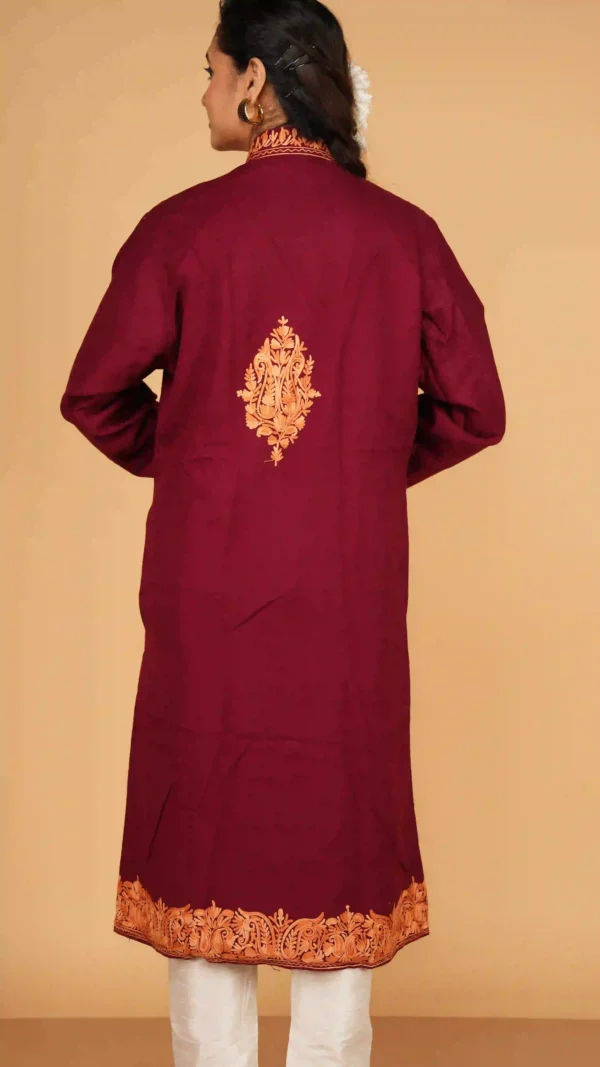 Deep Maroon Pure Woolen Long Jacket - BKP03461_result