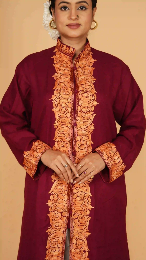 Deep Maroon Pure Woolen Long Jacket - BKP03462_result_compressed