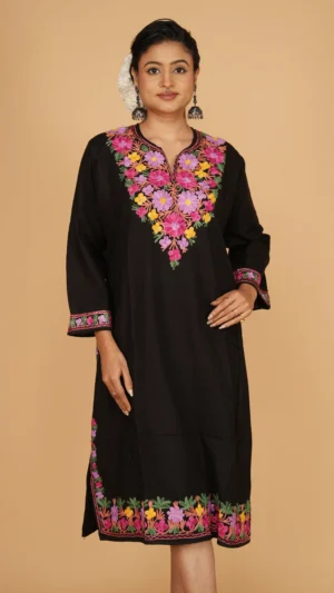 Deep Brown Kashmiri Phiran with Beautiful Aari Hand Embroidery | Ethnic Essentials 2026