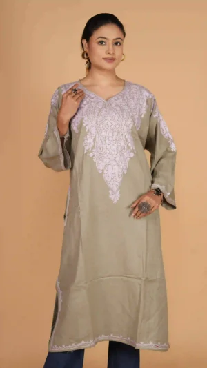 Beautiful Grey Kashmiri Phiran with Beautiful Aari Hand Embroidery | Ethnic Essentials 2026