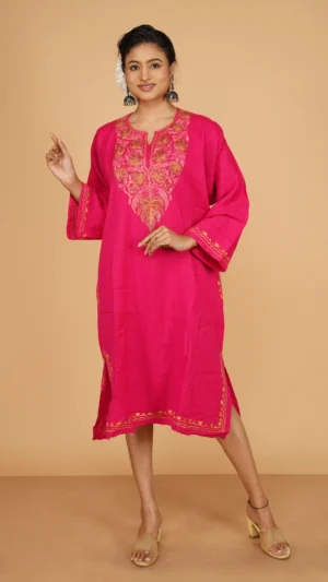Red Kashmiri Phiran with Beautiful Aari Hand Embroidery | Ethnic Essentials 2026
