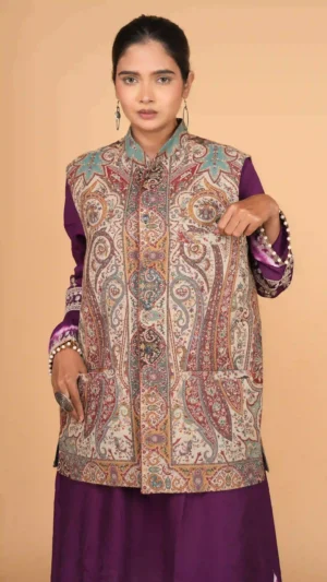 Multi color sleeve less jacket dress