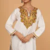 White Kashmiri Phiran Top,top - main product image