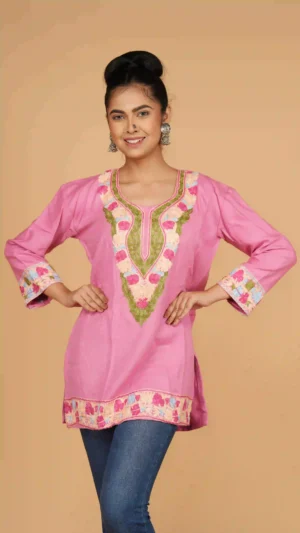 Peach Kashmiri Phiran Top,top - main product image